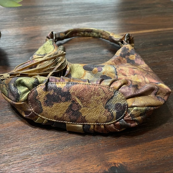 inge metallic shoulder mini bag leather tassel gold copper silver pewter Rare - Picture 8 of 11